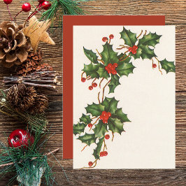 Vintage jul, inbjudan till Holly Red Berries