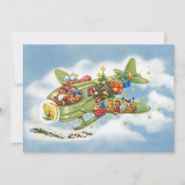 Vintage jul, inbjudan till Jultomten flygplan