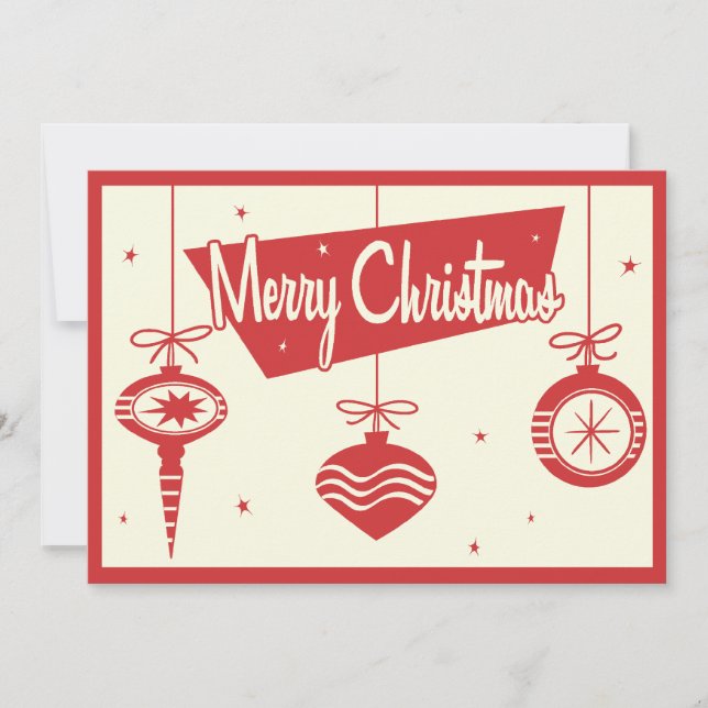 Vintage jul-inbjudan till prydnadsfest inbjudningar (Framsida)