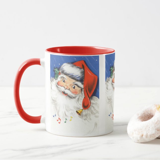 Vintage jul, jolly jultomte med musik mugg (Med munk)