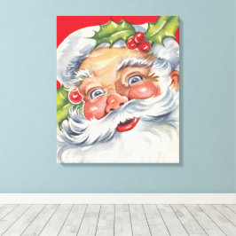 Vintage jul, Jolly Jultomten med Hat Canvastryck