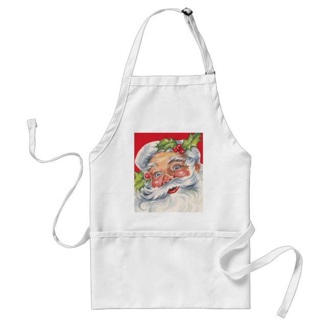 Vintage jul, Jolly Jultomten med Hat Förkläde (Framsidan)