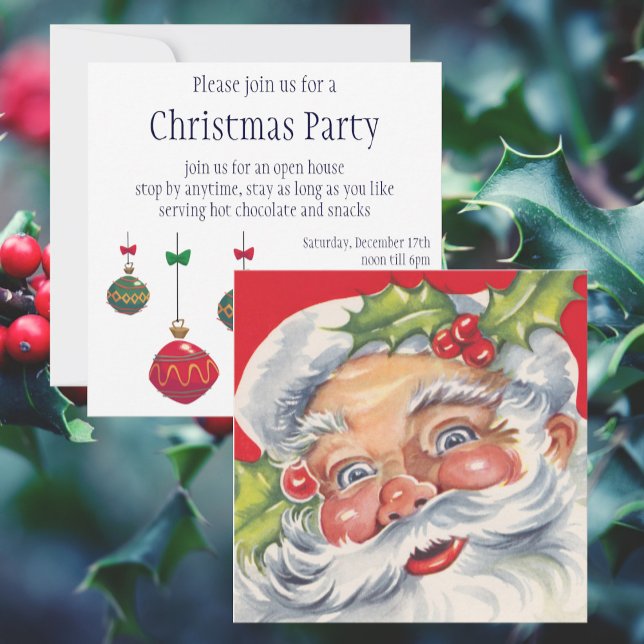 Vintage jul, Jolly Jultomten med Hat Inbjudningar (Skapare uppladdad)