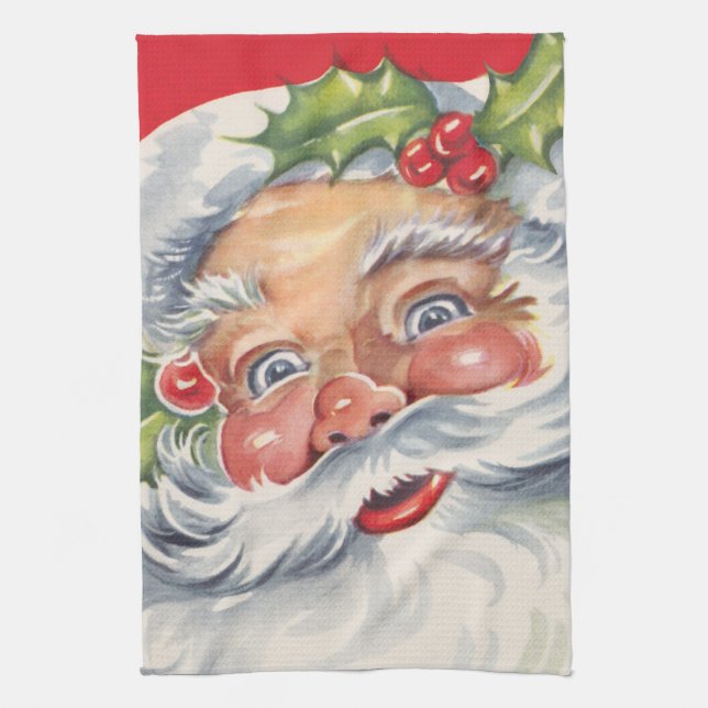 Vintage jul, Jolly Jultomten med Hat Kökshandduk (Vertikal)