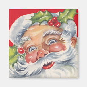 Vintage jul, Jolly Jultomten med Hat Magnet