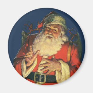 Vintage jul, Jolly Jultomten med Leksaker Magnet