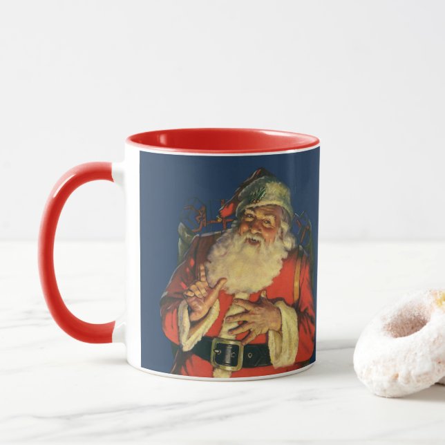 Vintage jul, Jolly Jultomten med Leksaker Mugg (Med munk)