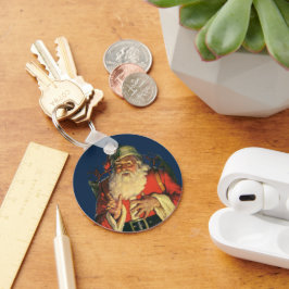 Vintage jul, Jolly Jultomten med Leksaker Nyckelring