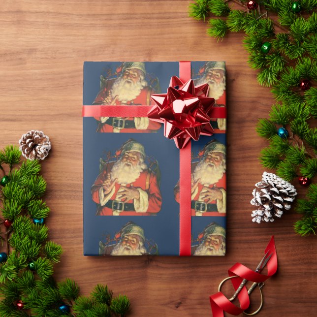 Vintage jul, Jolly Jultomten med Leksaker Presentpapper (Julgåva)