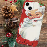 Vintage jul, Jolly Jultomten Winking<br><div class="desc">Ho,  ho,  ho,  God jul! Vintage illustrerar julens helgdag med en glad vinkling,  lycklig Jultomten som om han hade en hemlighet. Han bär hatt med löv.</div>