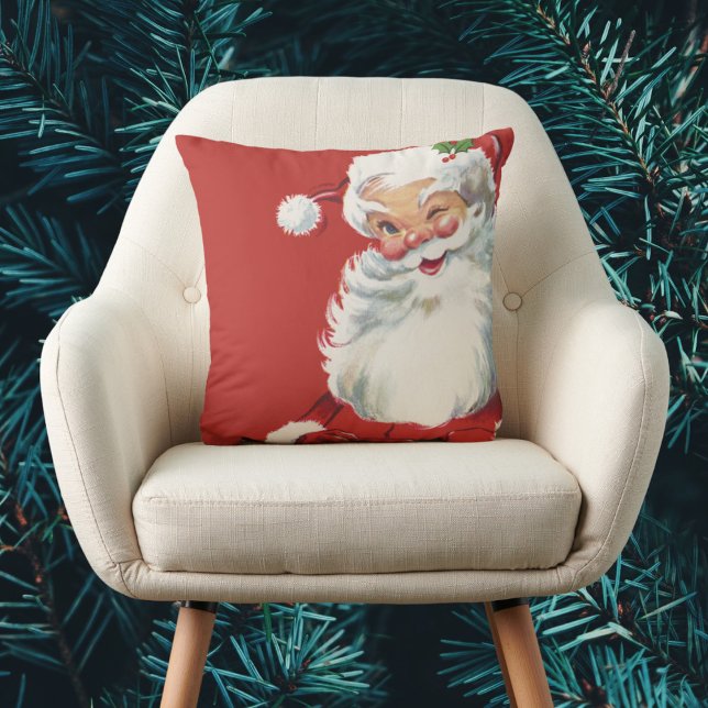 Vintage jul, Jolly Jultomten Winking Kudde (Skapare uppladdad)