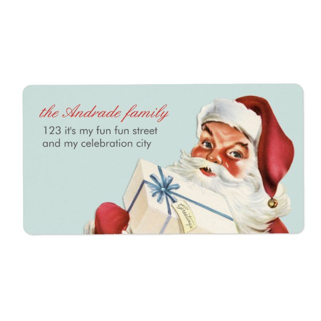 Vintage jul Jolly Santa Blue Red Helgdag Fraktsedel (Framsidan)