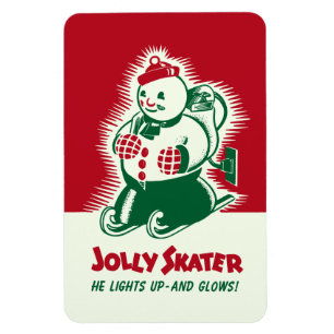 Vintage jul Jolly Skater Magnet