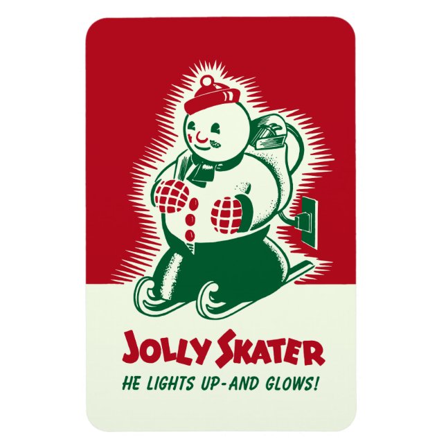 Vintage jul Jolly Skater Magnet (Vertikal)