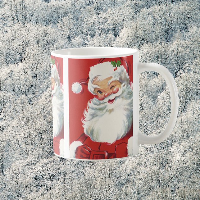 Vintage jul, Jolly Winking Jultomten Kaffemugg (Skapare uppladdad)