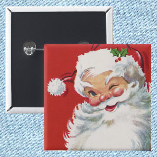 Vintage jul, Jolly Winking Jultomten Knapp