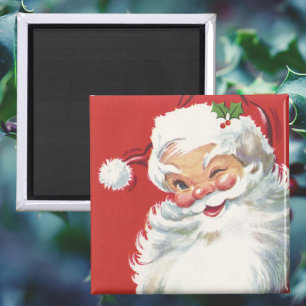 Vintage jul, Jolly Winking Jultomten Magnet