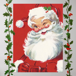 Vintage jul, Jolly Winking Jultomten Poster
