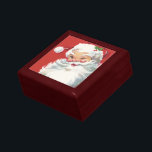 Vintage jul, Jolly Winking Jultomten Smyckeskrin<br><div class="desc">Vintage illustrerar julens helgdag med lycklig,  jolly Jultomten som bär hatt och vinkling som om han hade en hemlighet. Ho,  ho,  ho,  God jul!</div>