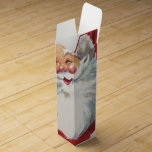 Vintage jul, Jolly Winking Jultomten Vinlåda<br><div class="desc">Vintage illustrerar julens helgdag med lycklig,  jolly Jultomten som bär hatt och vinkling som om han hade en hemlighet. Ho,  ho,  ho,  God jul!</div>