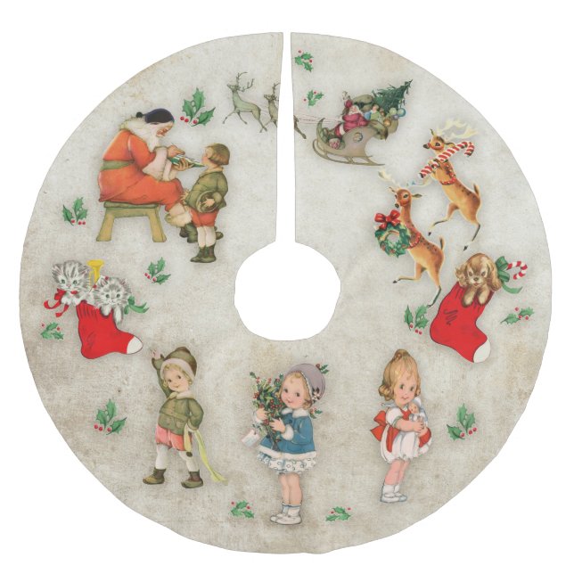 Vintage jul julgransmatta borstad polyester (Framsidan)