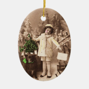 Vintage jul julgransprydnad keramik