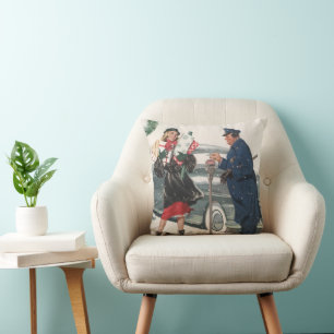 Vintage jul, julklappar shopping Poliskonstapel Kudde