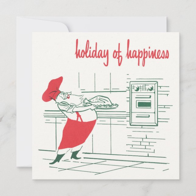 Vintage jul, Jultomten Chef och Turkiet Inbjudningar (Framsida)