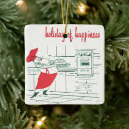 Vintage jul, Jultomten Chef och Turkiet Julgransprydnad Keramik