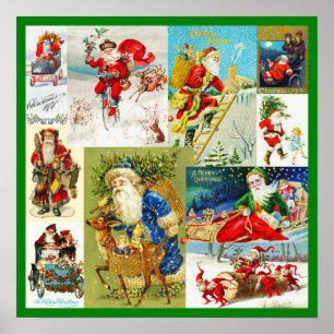 Vintage jul Jultomten Collage Poster