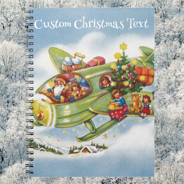Vintage jul, Jultomten-flygplan Anteckningsbok (Skapare uppladdad)