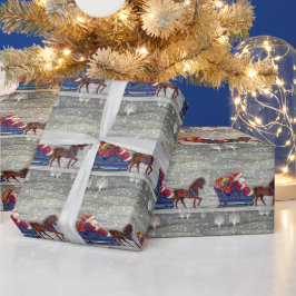 Vintage jul, Jultomten Horse Open Sleigh Presentpapper