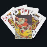 Vintage jul, Jultomten i ett rymdskepp Casinokort<br><div class="desc">Vintage illustrerar julbilden med en helgdag som rymmer en 50-årig Jultomten som flyger ett science fiction-rymdskepp över en sömnig stad på julen Kväll.</div>