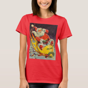 Vintage jul, jultomten i ett rymdskepp t shirt