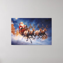 Vintage jul Jultomten i Sleigh Flies