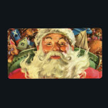 Vintage jul, Jultomten i Sleigh med Leksaker Fraktsedel<br><div class="desc">Vintage illustration av God jul helgdag-bilden med ett gult Jultomten som flyger sitt gled med en sack fullt av spel,  leksaker och dockor. Du ser tomtens långa vita skägg blåsa i vinden!</div>