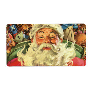 Vintage jul, Jultomten i Sleigh med Leksaker Fraktsedel