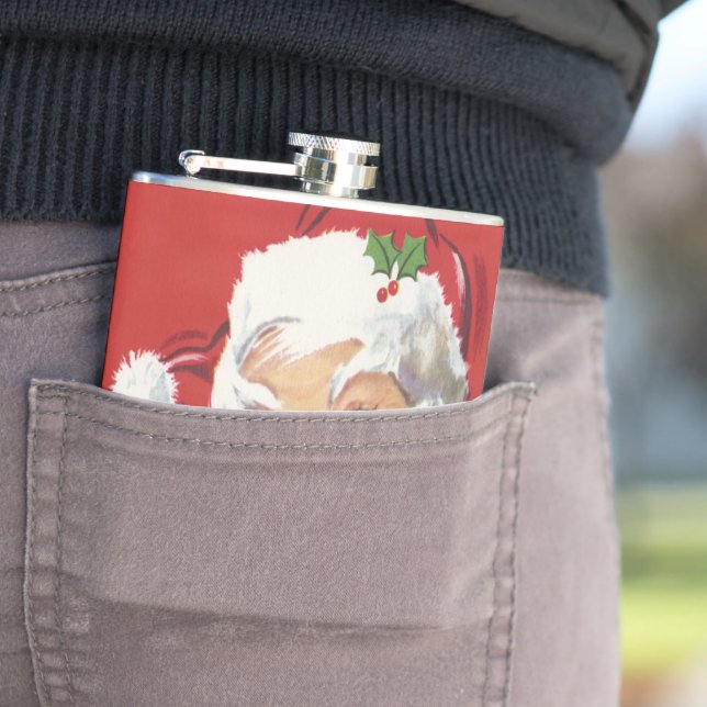 Vintage jul Jultomten, Jolly och Winking Fickplunta (In Situ)