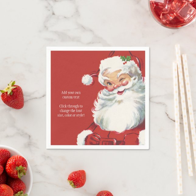 Vintage jul Jultomten, Jolly och Winking Pappersservett (Insitu)