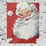 Vintage jul Jultomten, Jolly och Winking Pussel<br><div class="desc">Vintage illustrerar julens helgdag med lycklig,  jolly Jultomten som bär hatt och vinkling som om han hade en hemlighet. Ho,  ho,  ho,  God jul!</div>