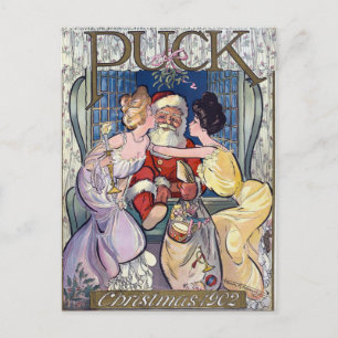 Vintage jul Jultomten Kiss Vykort