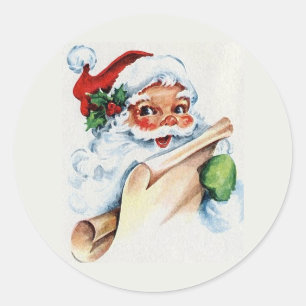 Vintage jul Jultomten med Brev Design Runt Klistermärke