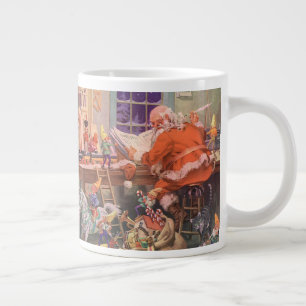 Vintage jul, Jultomten med Elves Workshop Jumbo Mugg