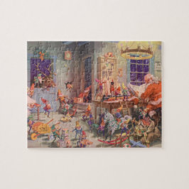 Vintage jul, Jultomten med Elves Workshop Pussel