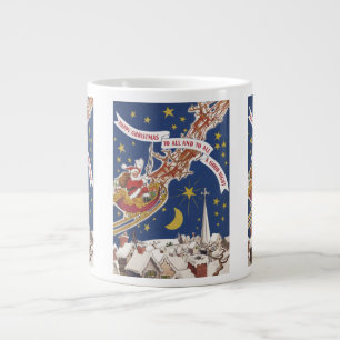 Vintage jul-Jultomten med flytande renar Jumbo Mugg