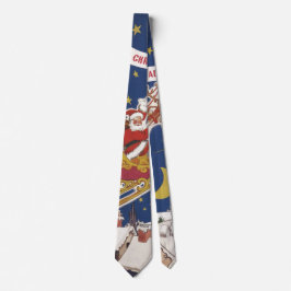 Vintage jul-Jultomten med flytande renar Slips