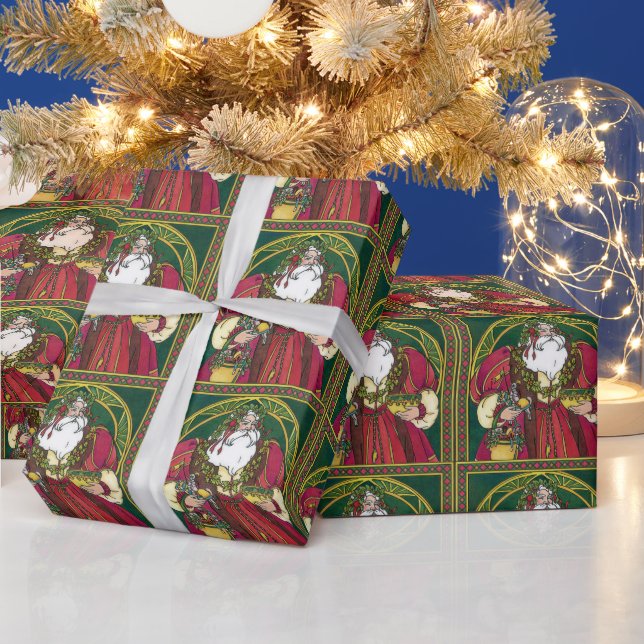 Vintage jul, Jultomten med Holly Löv Presentpapper (Helgdagar)