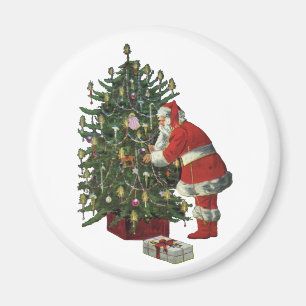Vintage jul, Jultomten med Presenter Magnet