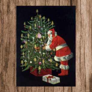 Vintage jul, Jultomten med Presenter Poster
