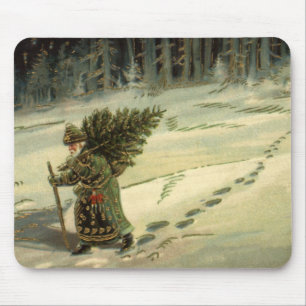 Vintage jul, Jultomten med Träd Musmatta